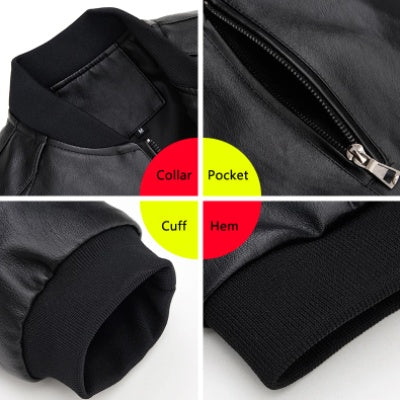 Men's Stand-Up Collar Leather Jacket Coat Motorcycle Men's Casual Leather Jacket