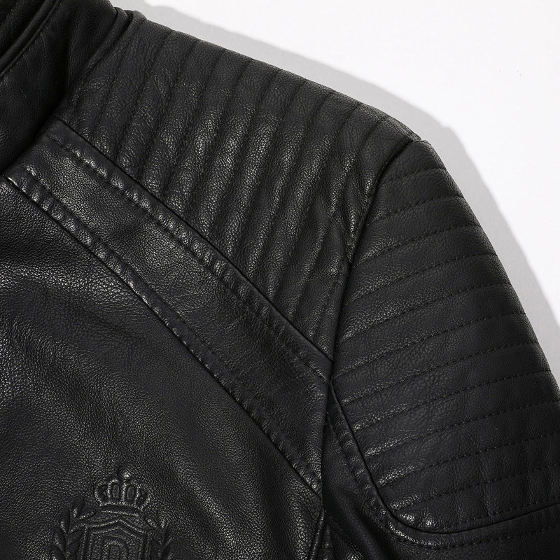 Men's Stand-Up Collar Casual Leather Jacket