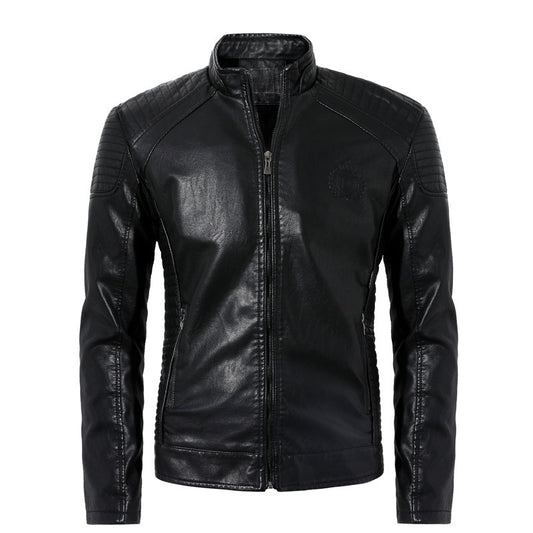 Men's Stand-Up Collar Casual Leather Jacket