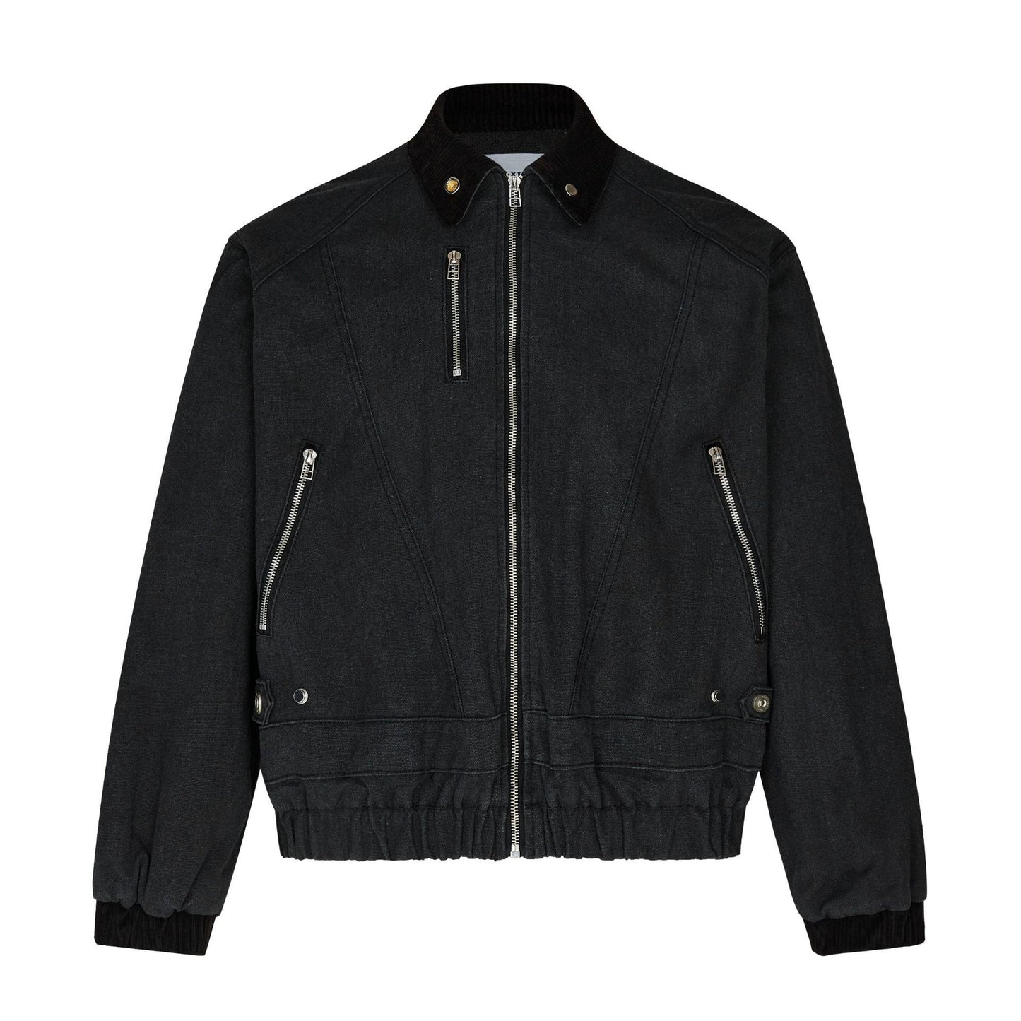 Men’s Black Denim Lapel Jacket – Thick Cotton Winter Coat