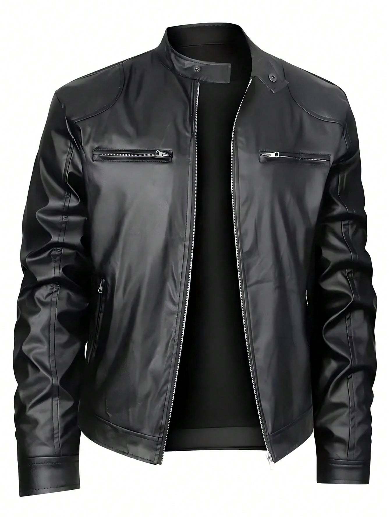 Men's  Classic Stand-Up PU Leather Jacket