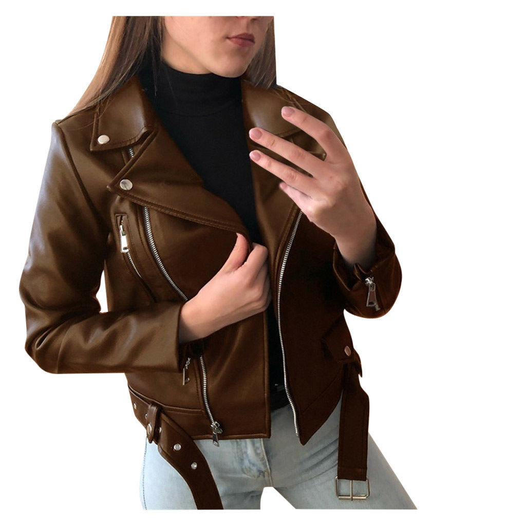 Slim-Fit Cropped Faux Leather Jacket