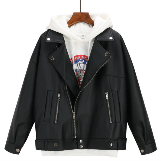 Loose student motorcycle leather jacket