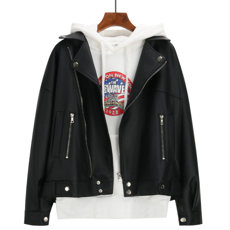 Loose student motorcycle leather jacket