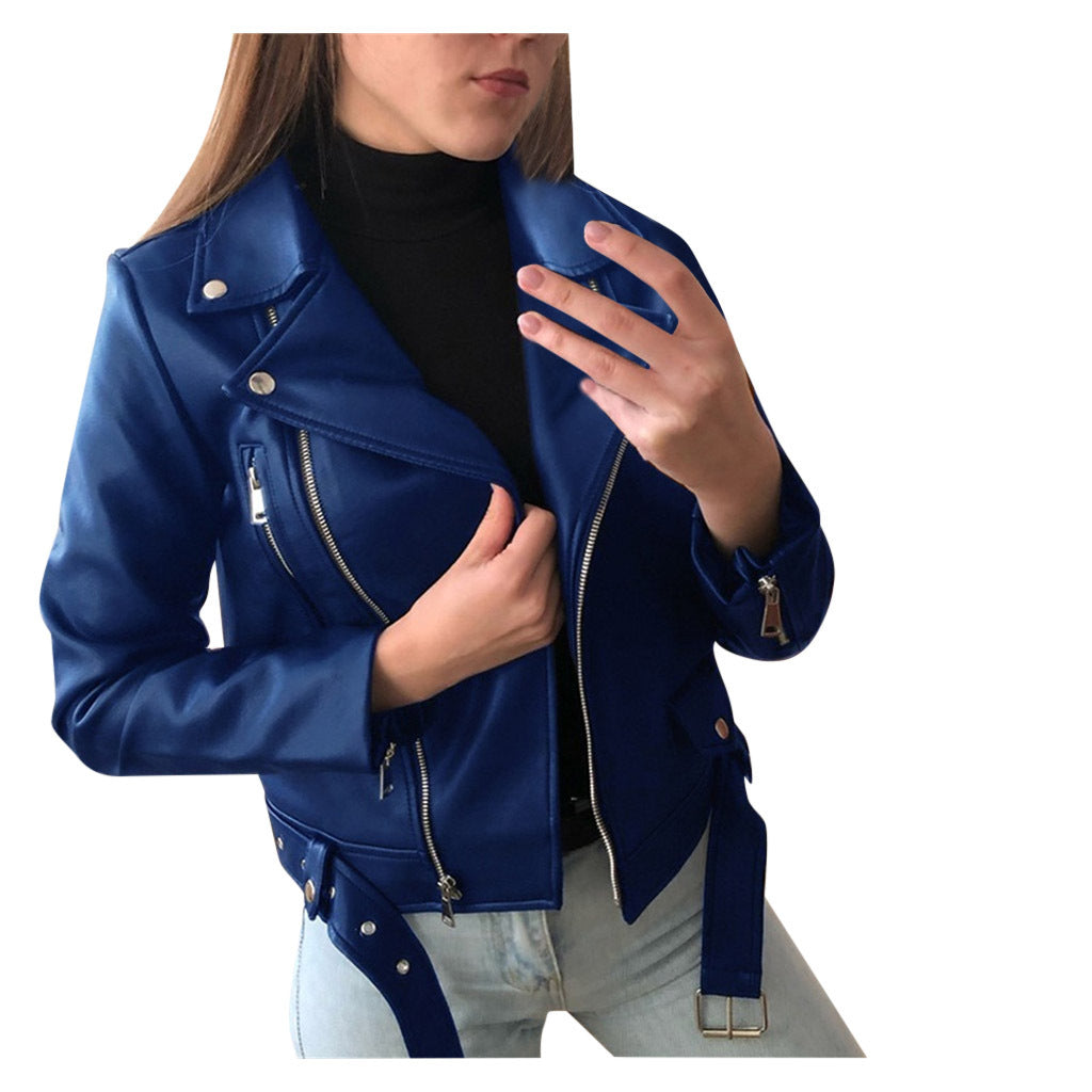 Slim-Fit Cropped Faux Leather Jacket