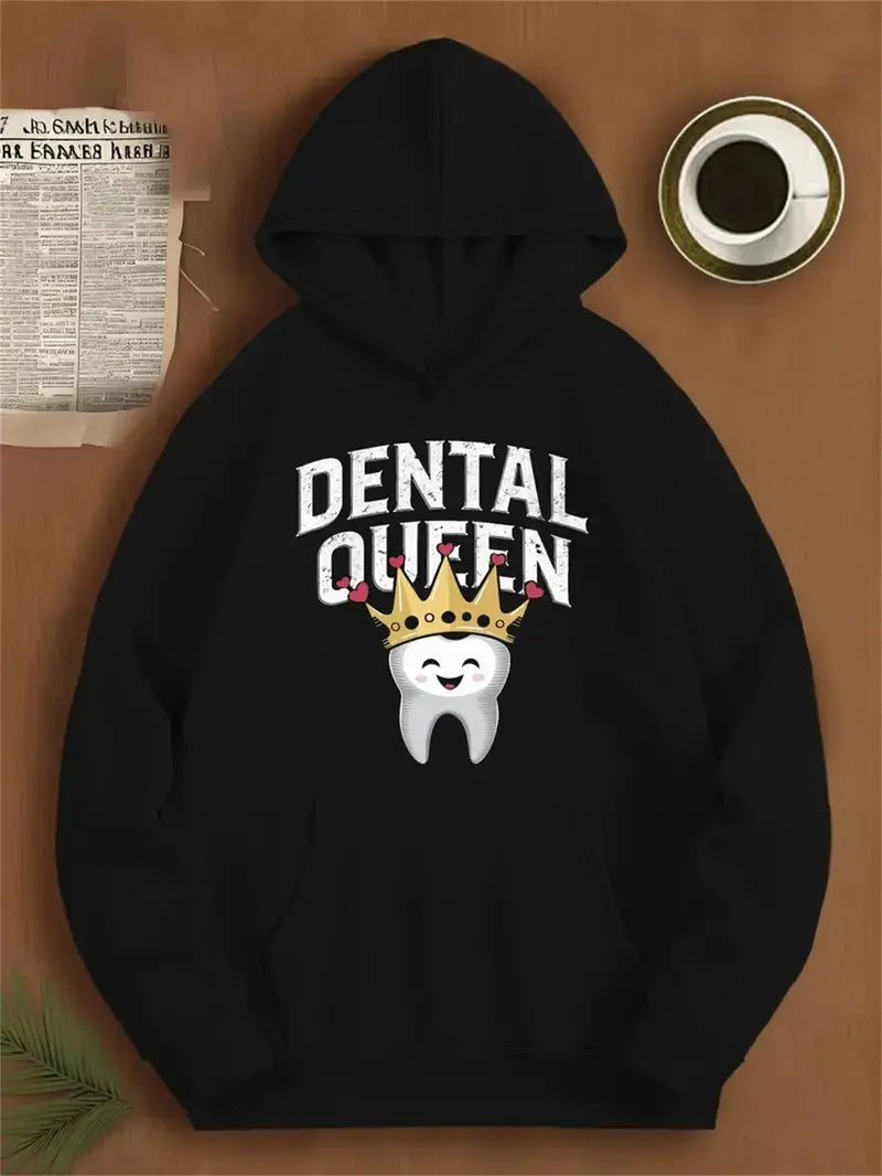 Dental Queen Printed Black Hoodie