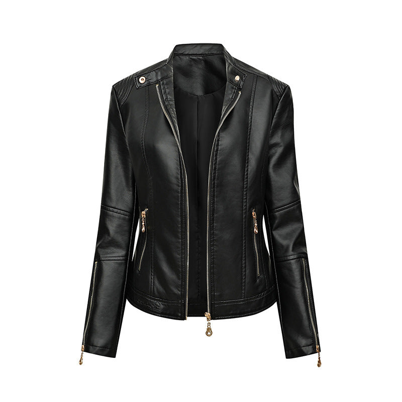 New Women's Short  PU Leather Jacket