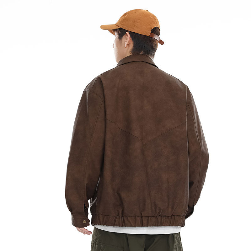 Retro Biker Jacket - PU Loose Fit Streetwear Leather Jacket