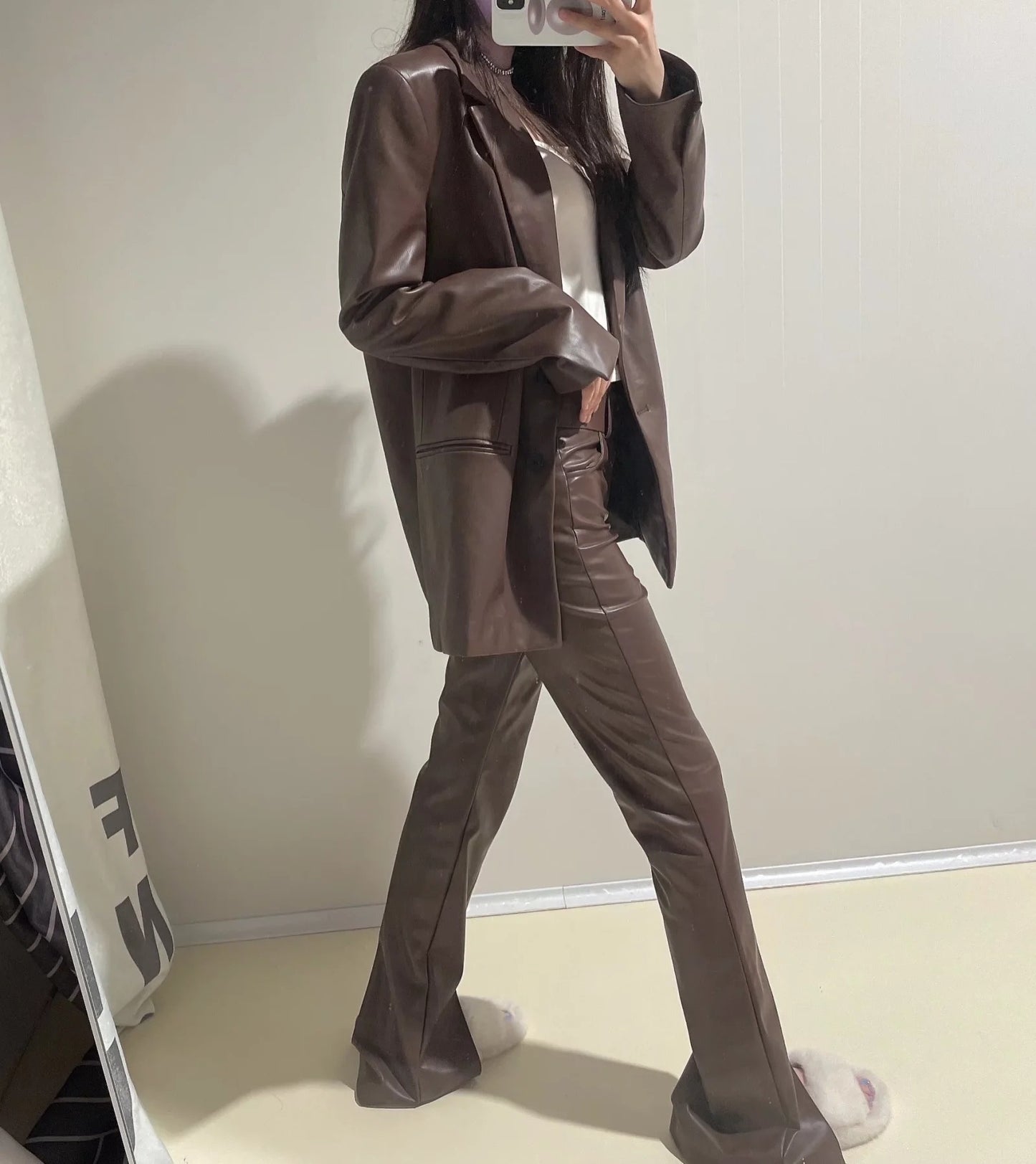 PU Leather Women's Suit