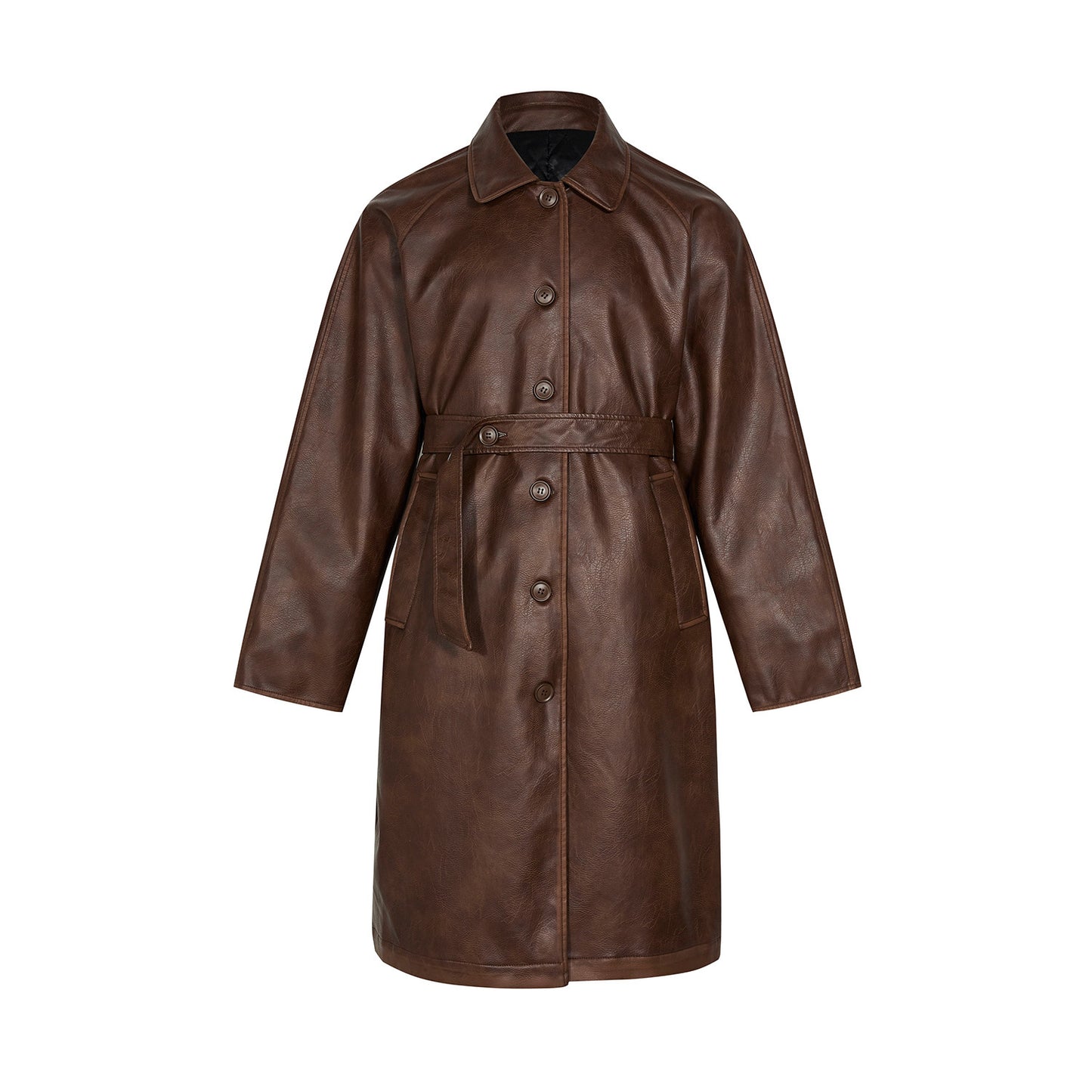 Women’s PU Leather Trench Coat – Stylish Outerwear