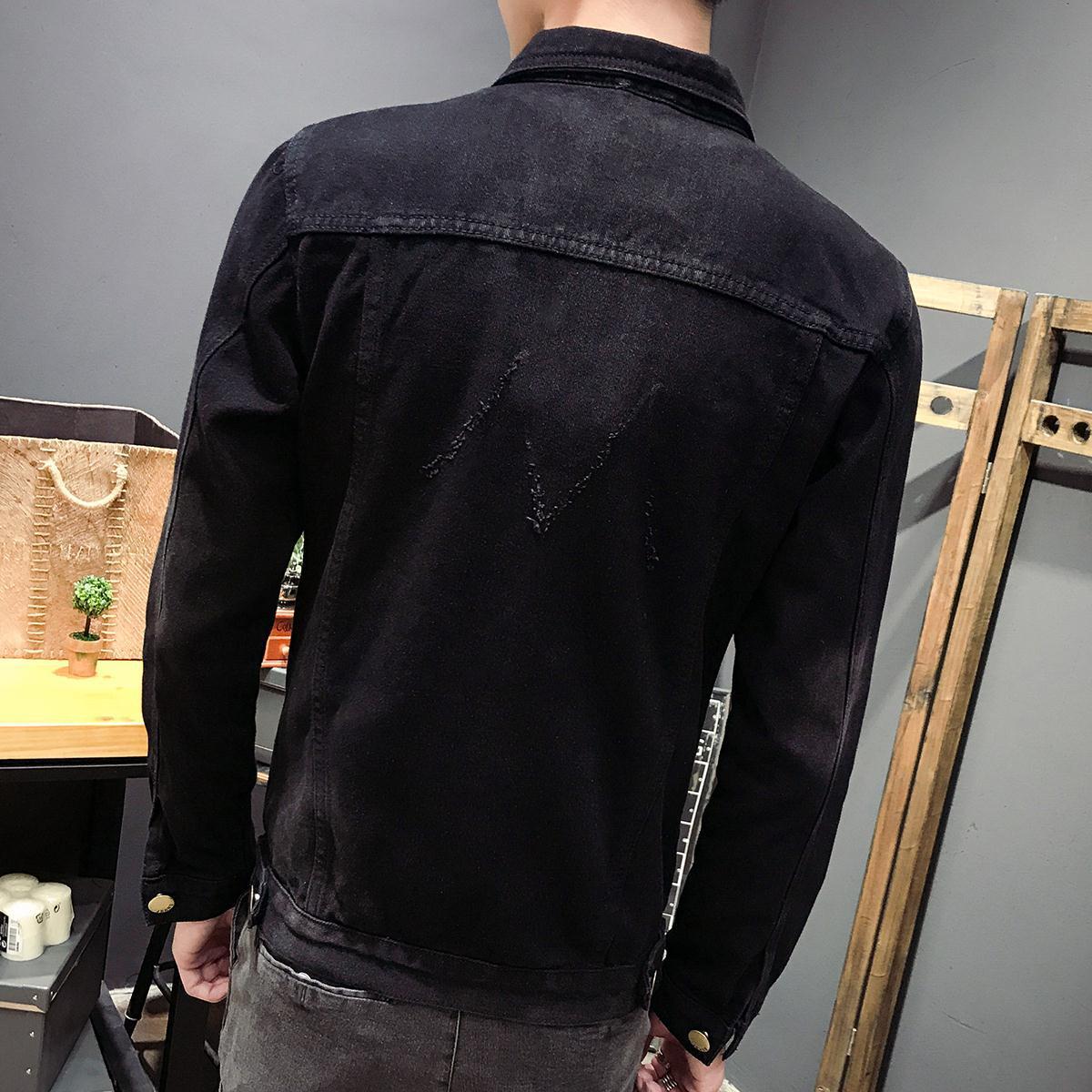 youth-style black denim jacket