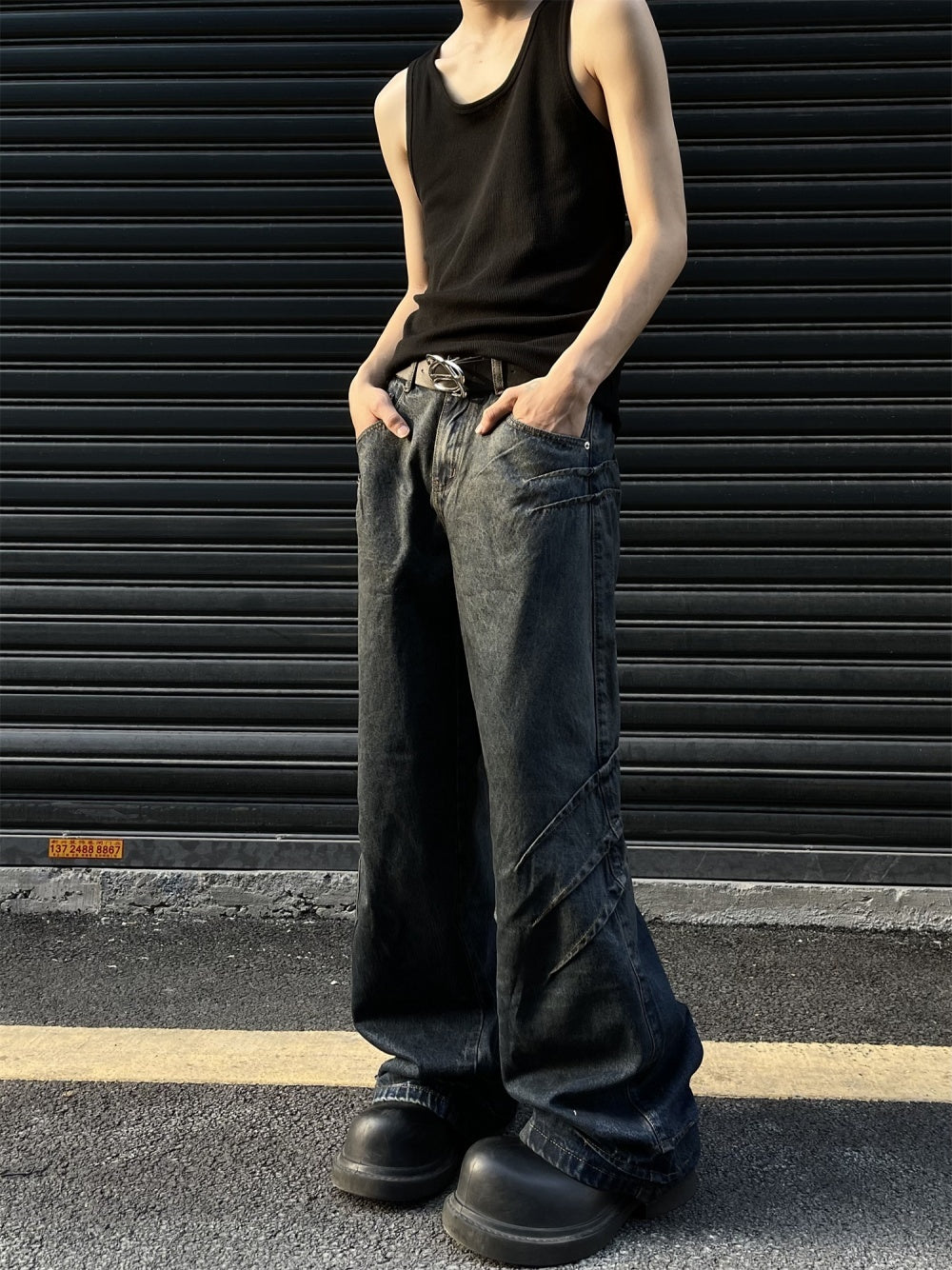 Men’s Mid-Waist - Denim Baggy Jeans