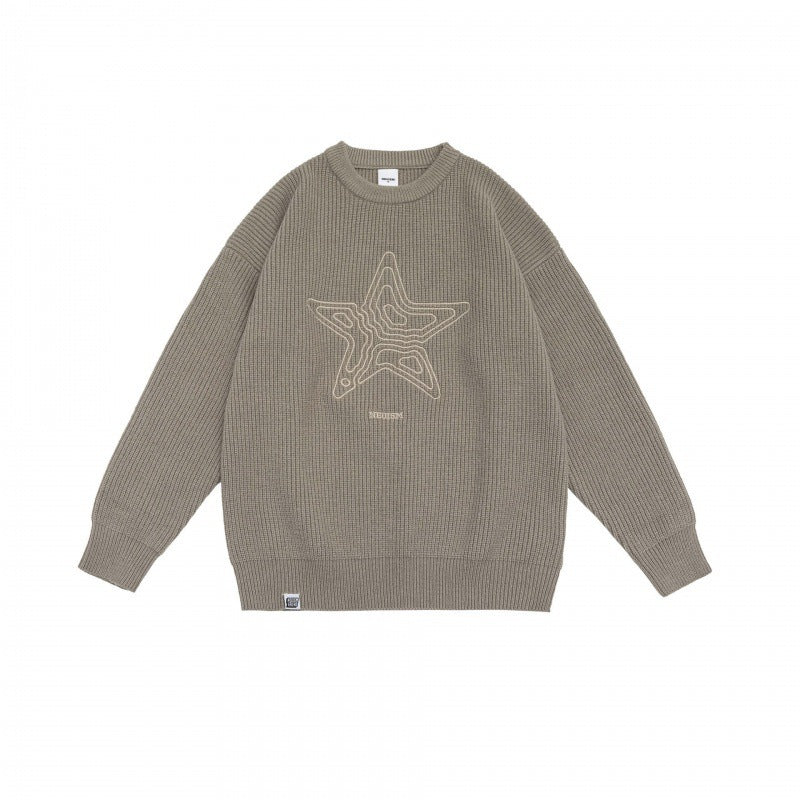 Retro Crew Neck Knitted Sweater – Japanese-Style Pull Over