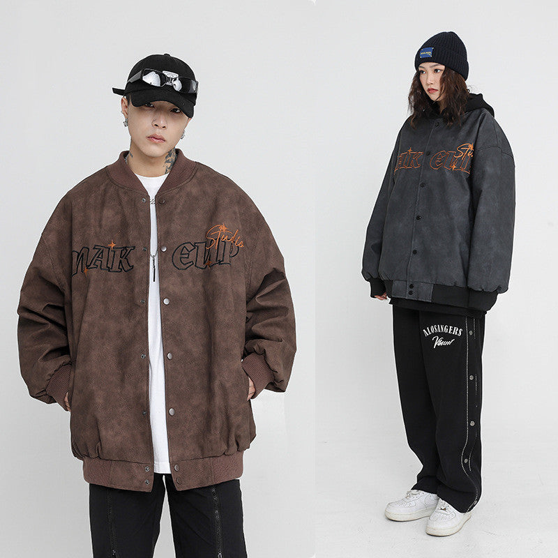 Fashion Flower Baseball Leather Jacket