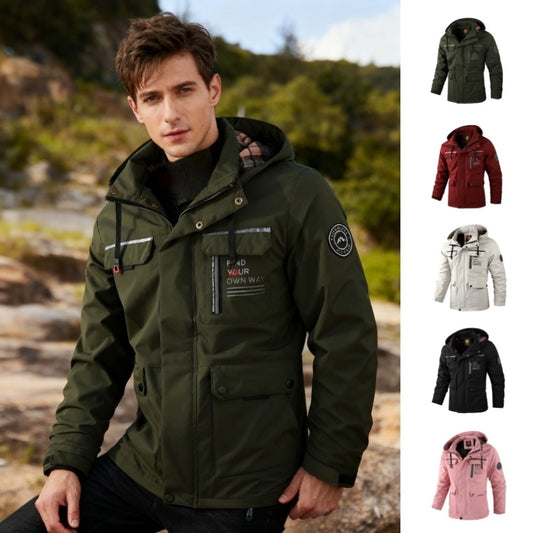 Fashion Men's Casual Windbreaker Hooded Jacket