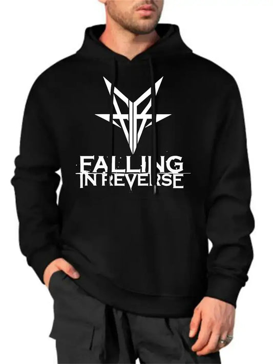 Falling In Reverse Printed Black Hoodie