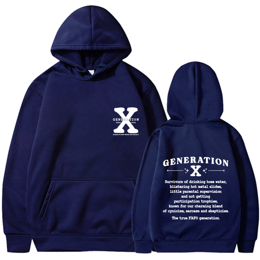 GEN X Printed Black Hoodie