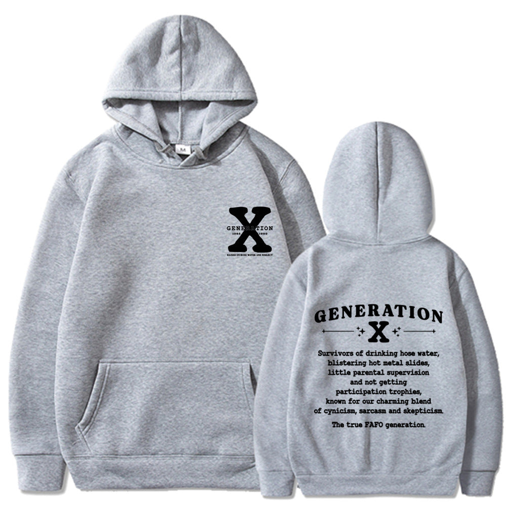 GEN X Printed Black Hoodie