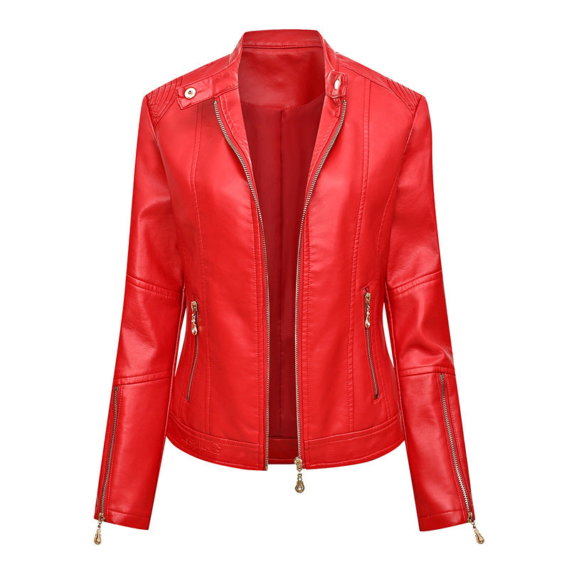 New Women's Short  PU Leather Jacket