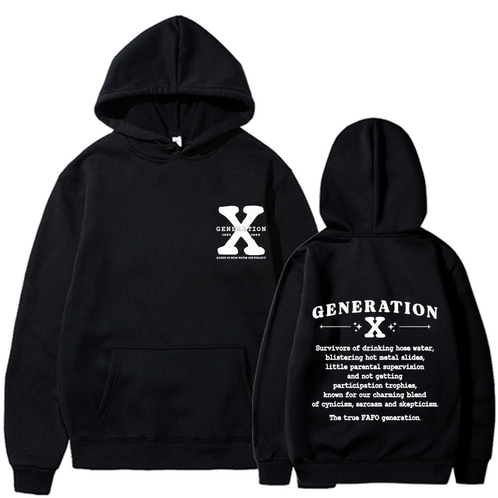 GEN X Printed Black Hoodie