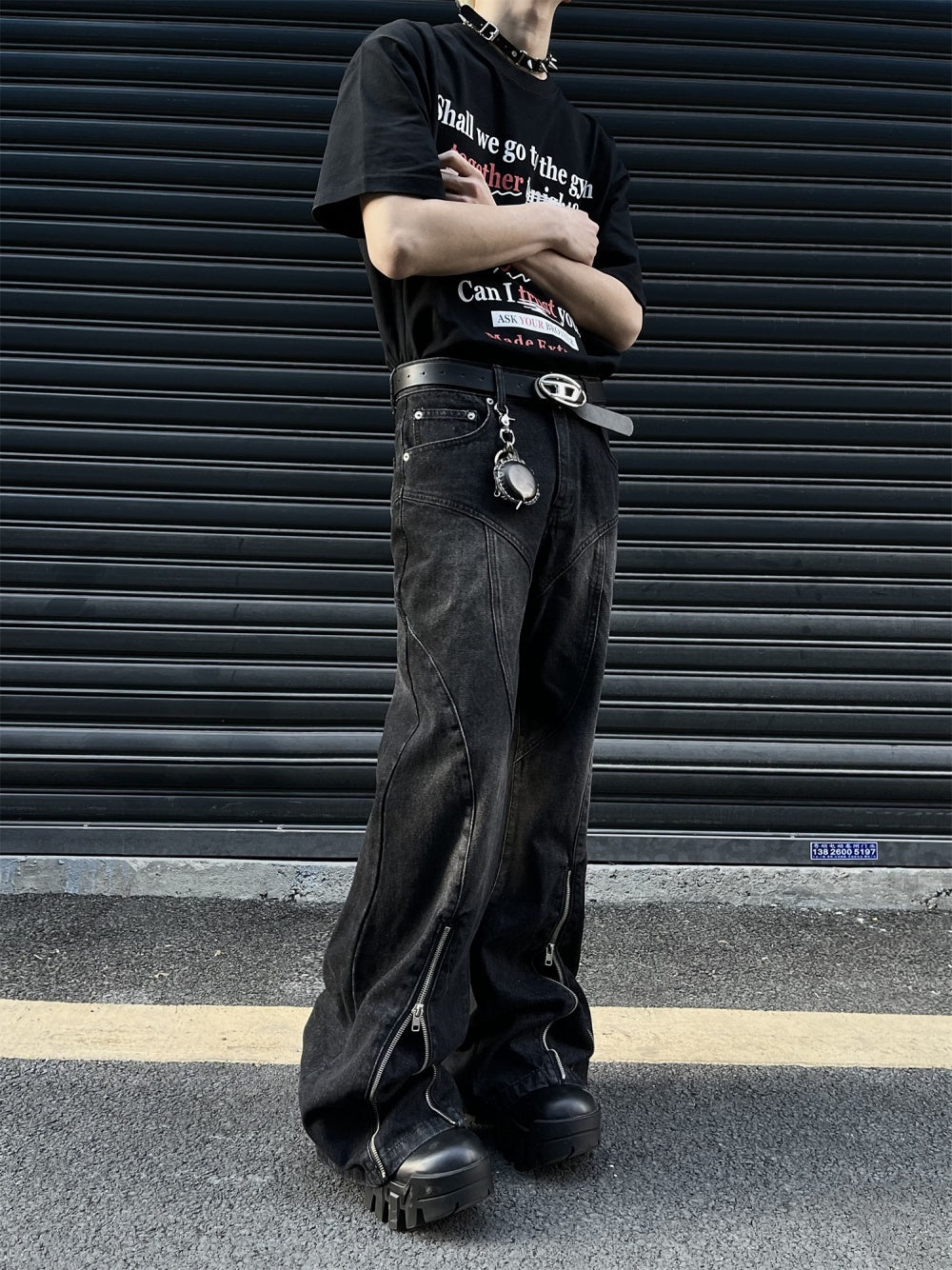 Men’s Double Zipper – Baggy Jeans