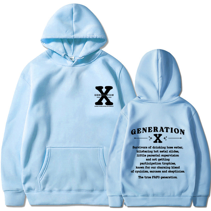 GEN X Printed Black Hoodie
