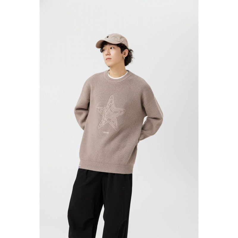 Retro Crew Neck Knitted Sweater – Japanese-Style Pull Over
