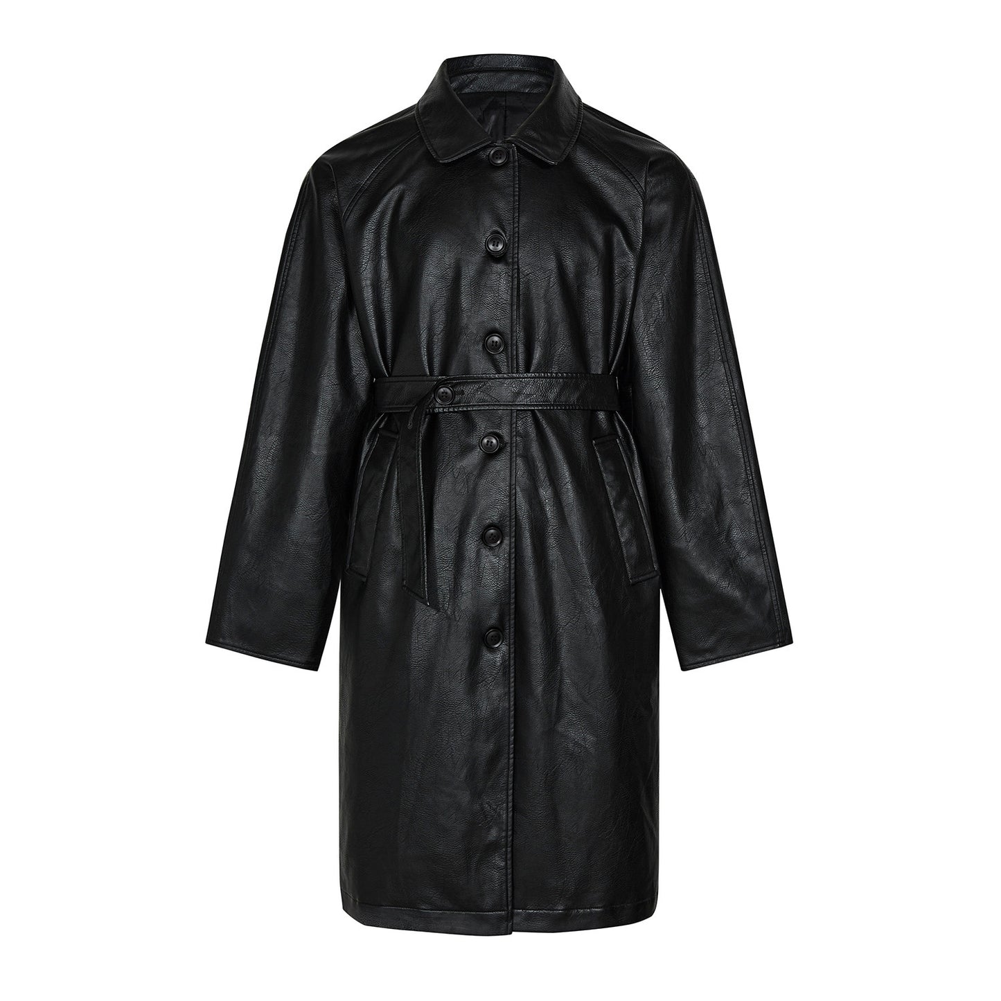 Women’s PU Leather Trench Coat – Stylish Outerwear