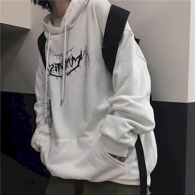 Winter Lightning Print Losse /Fleece Hooded Sweatshirt