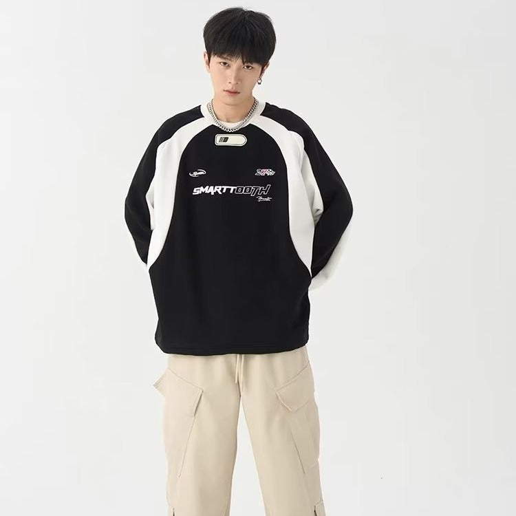 Letter Pattern American-Style Retro – Loose Fit Pullover