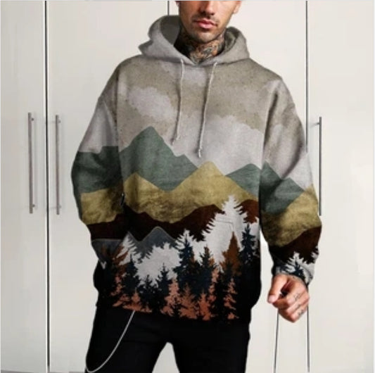 Printed Casual Polyester Hoodie