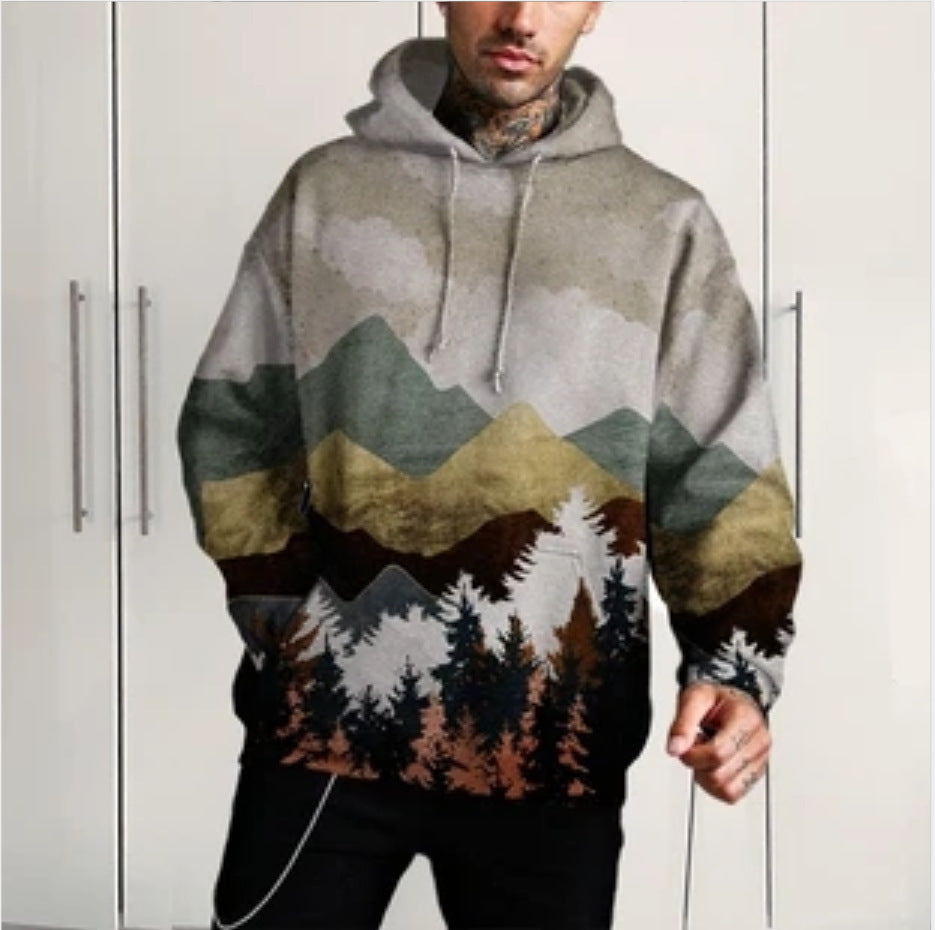 Printed Casual Polyester Hoodie
