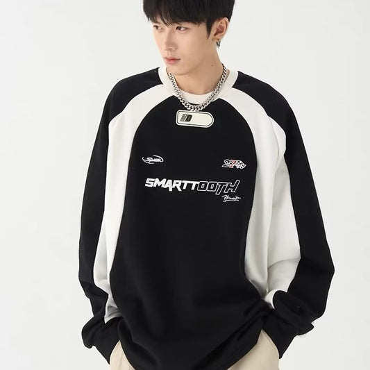 Letter Pattern American-Style Retro – Loose Fit Pullover