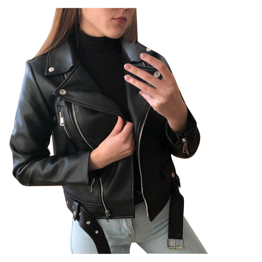 Slim-Fit Cropped Faux Leather Jacket