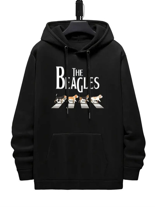The Beagles Printed Black Hoodie