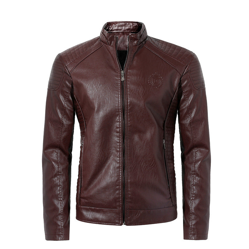 Men's Stand-Up Collar Casual Leather Jacket