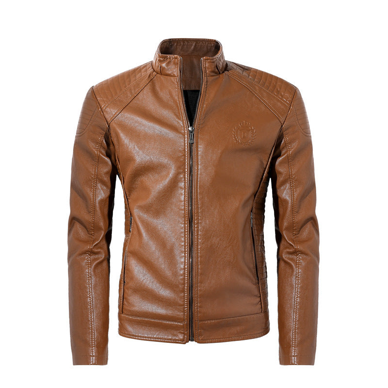 Men's Stand-Up Collar Casual Leather Jacket