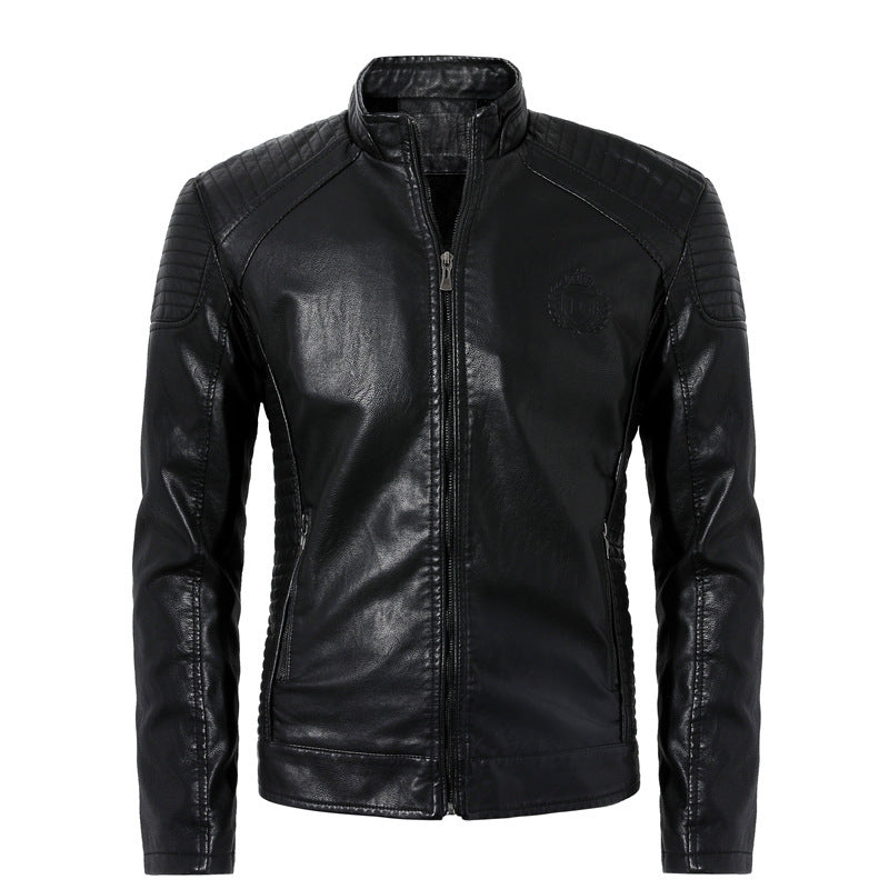 Men's Stand-Up Collar Casual Leather Jacket