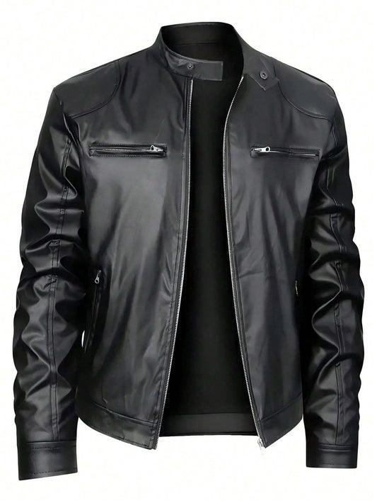 Men's  Classic Stand-Up PU Leather Jacket