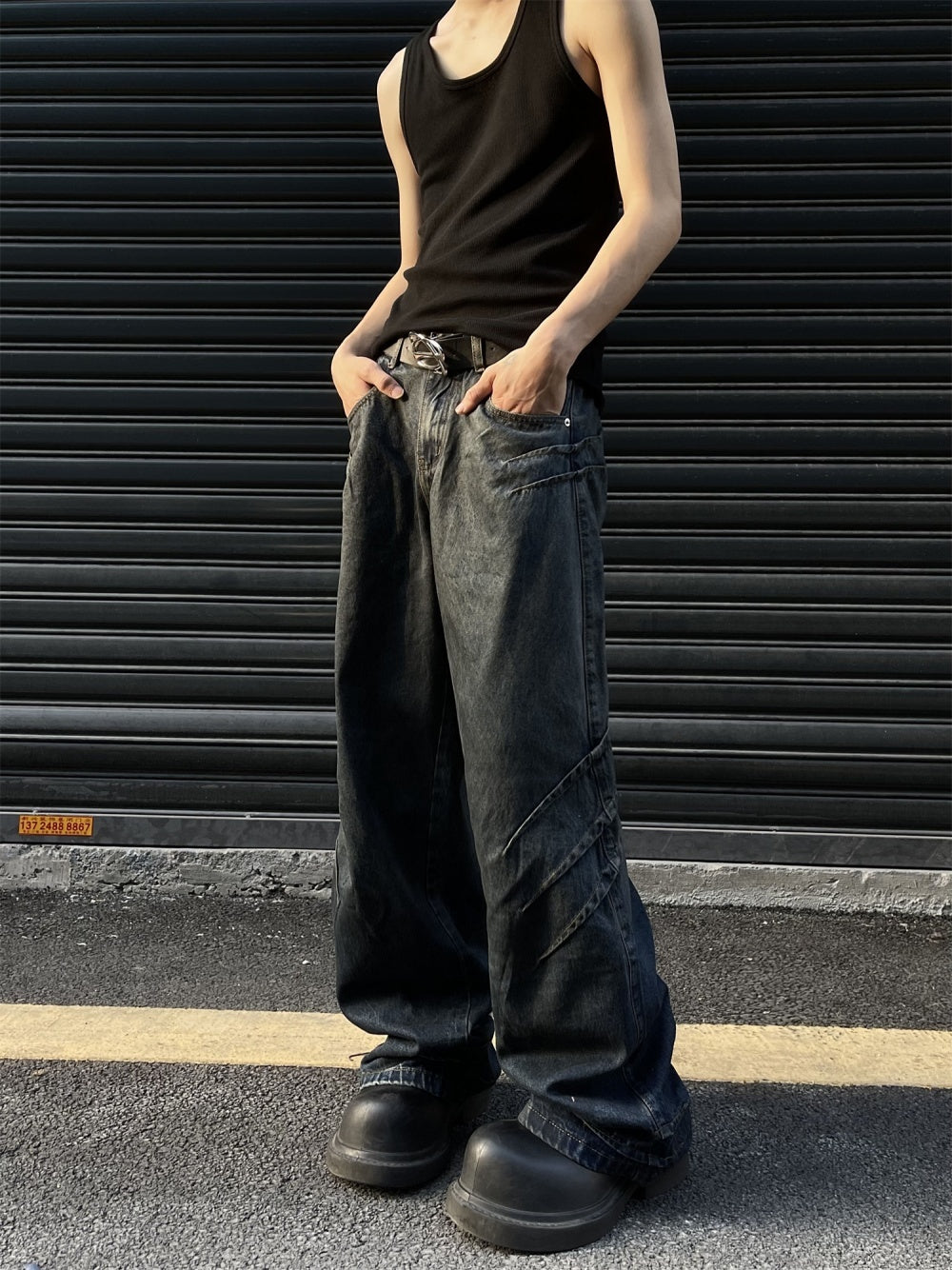 Men’s Mid-Waist - Denim Baggy Jeans