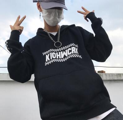 KIO Checker – Loose Oversized Cotton Hoodie