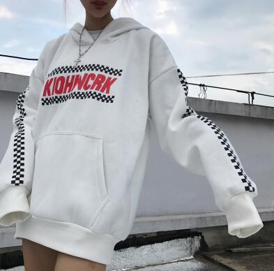 KIO Checker – Loose Oversized Cotton Hoodie