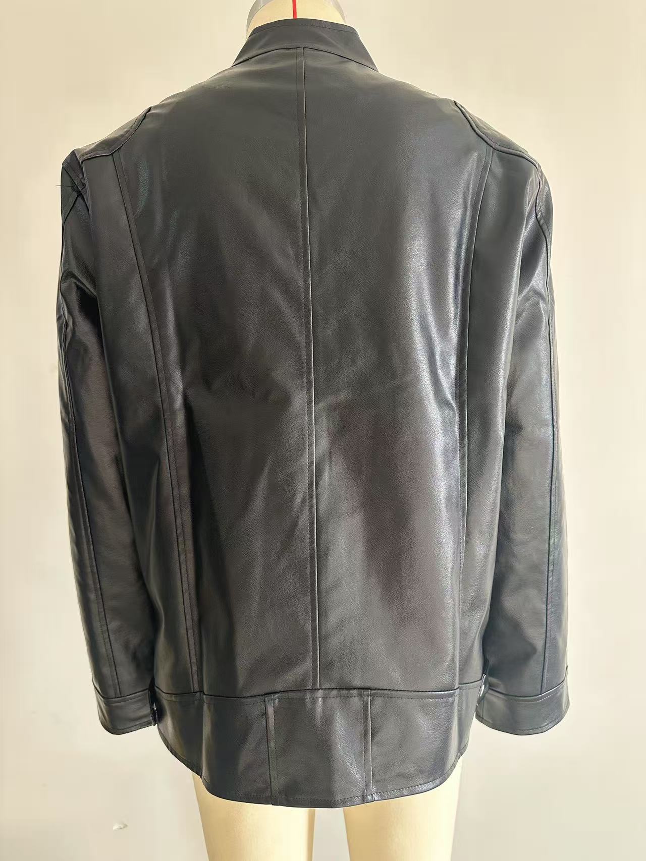 Men's  Classic Stand-Up PU Leather Jacket