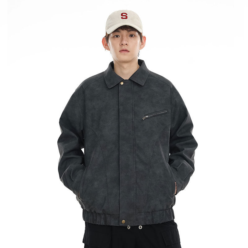 Retro Biker Jacket - PU Loose Fit Streetwear Leather Jacket