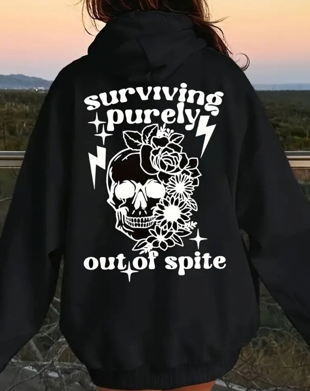 Surviving Purely | Printed Black Streetwear Unisex Hoodie