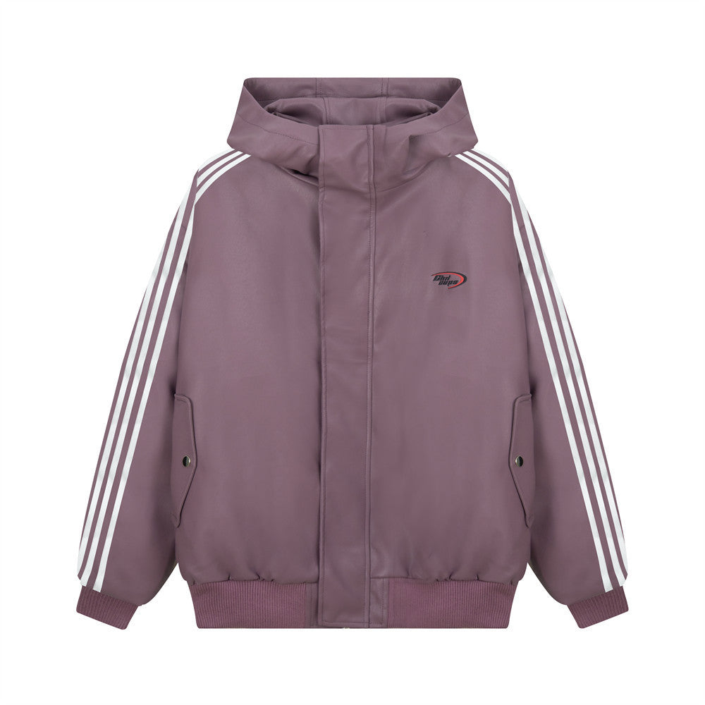 Hooded Leather Coat Jacket