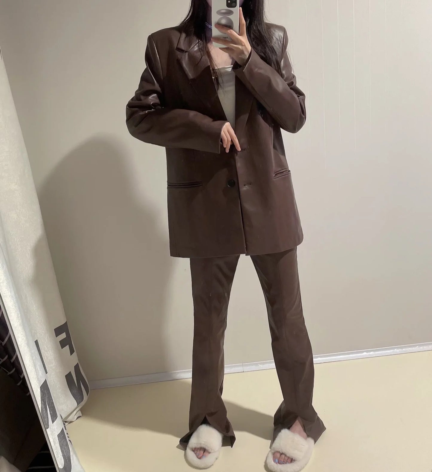 PU Leather Women's Suit