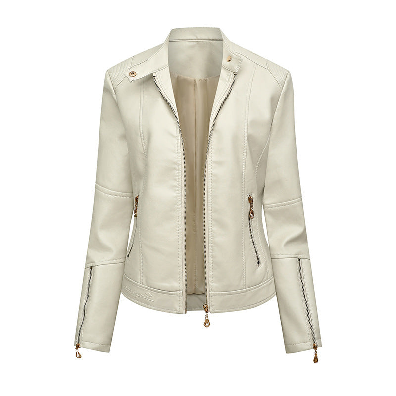 New Women's Short  PU Leather Jacket