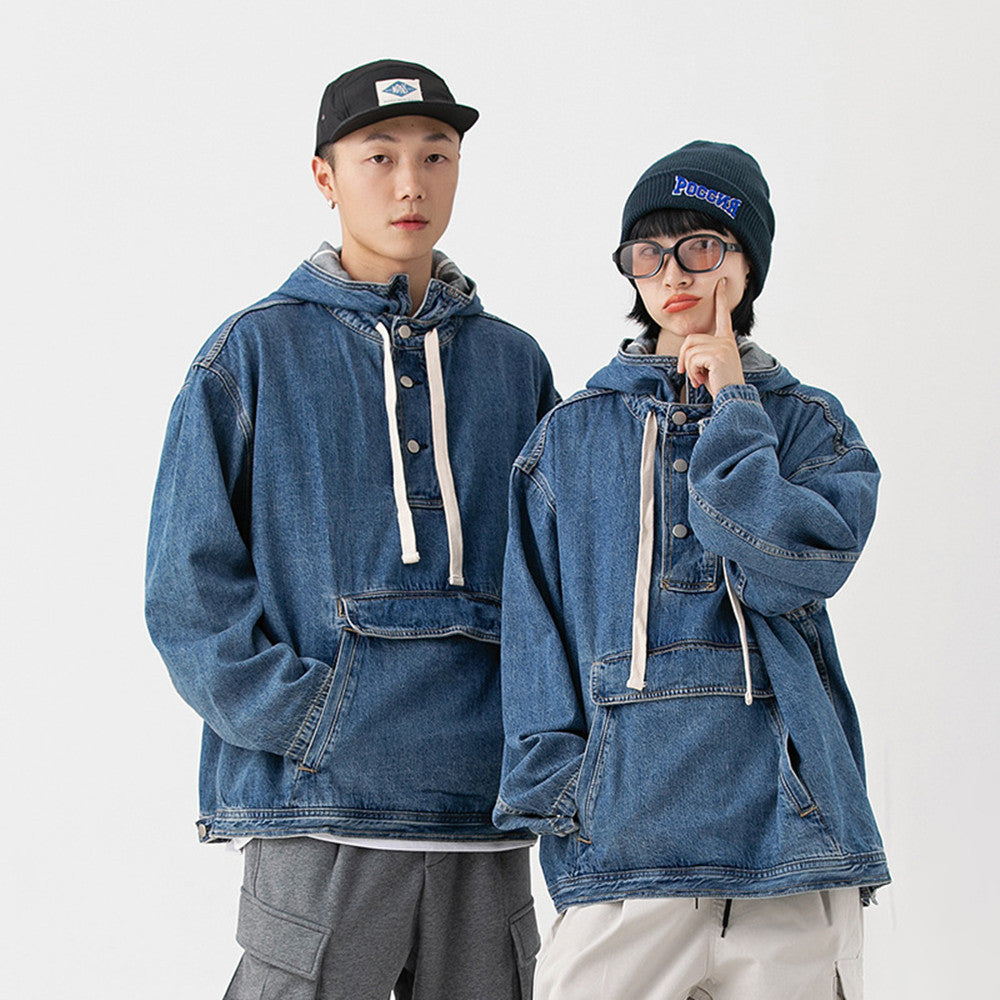 Men’s Hooded Denim – Casual Wash Cotton Denim Jacket