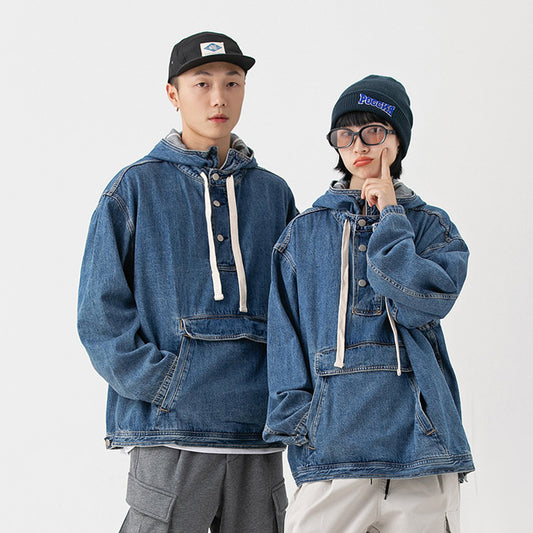 Men’s Hooded Denim – Casual Wash Cotton Denim Jacket